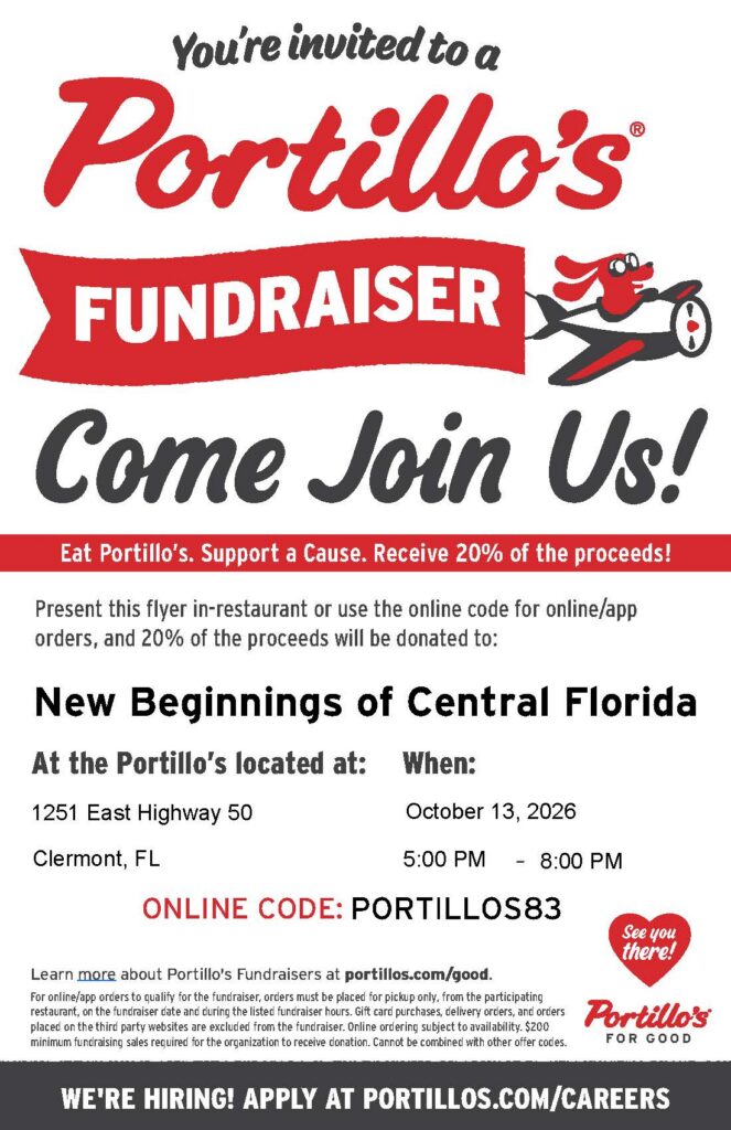 2026 Portillos fundraiser | New Beginnings of Central Florida | NBCFL.org